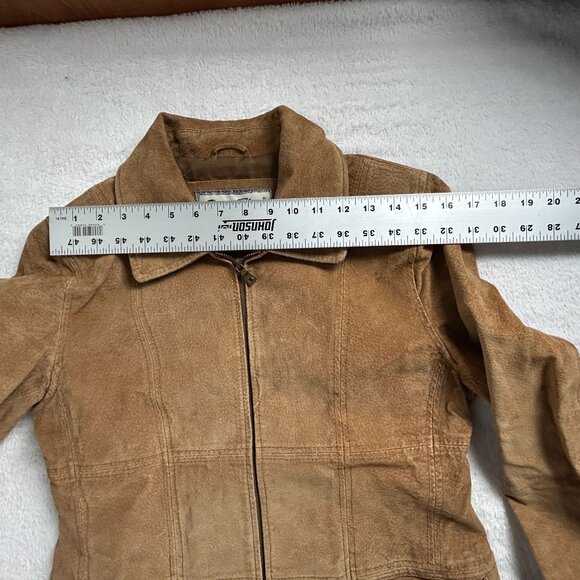 Paris Blues Outerwear Womens Brown Suede Leather Jacket Medium Full-Zip Pockets - Picture 7 of 12